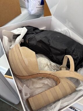 Tan, suede platform, Alice and Olivia sandals
